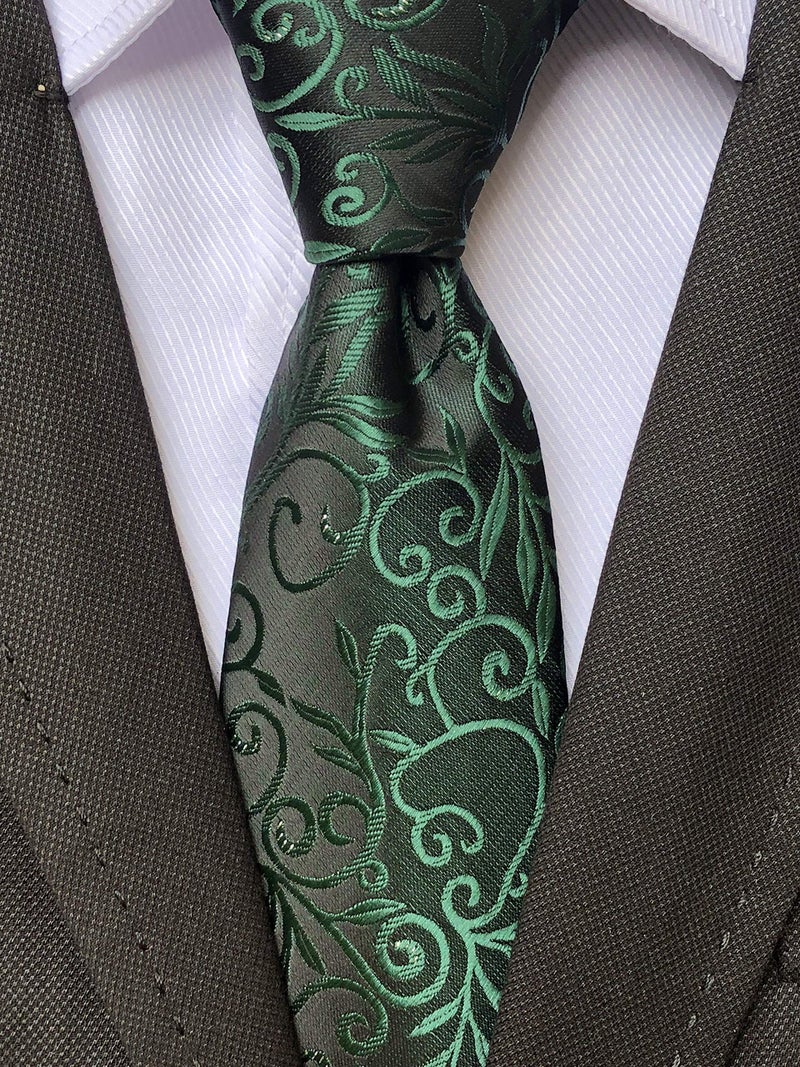Ctskyte Men Classic Dark Green Silk Tie Assorted Dress Skinny Necktie Gift for Birthdays - Image 2
